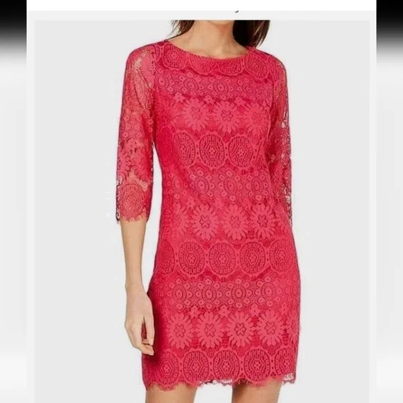 long sleeve knee length lace dress A-Line Knee-Length Square Long-Sleeve Lace Dress With Bow And  Appliques-714587 main image 1